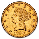 1850 $10 Liberty Gold Eagle AU-58 PCGS CAC (Large Date)