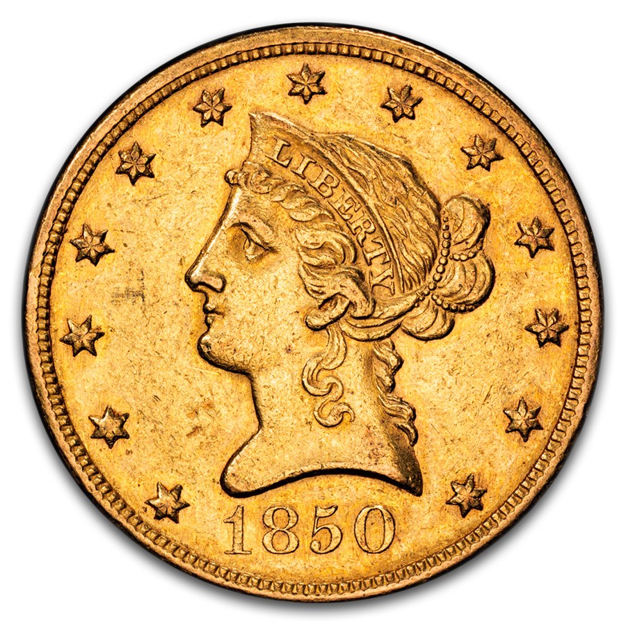1850 $10 Liberty Gold Eagle AU-58 PCGS CAC (Large Date)