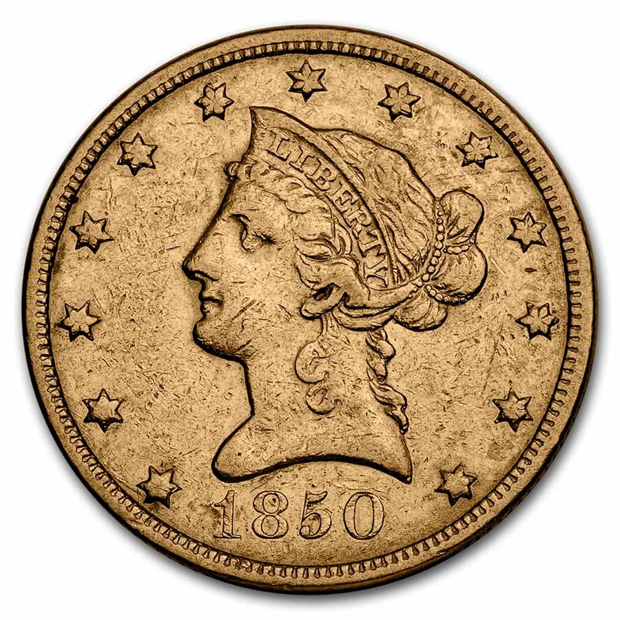1850 $10 Liberty Gold Eagle Large Date XF