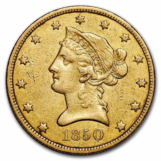 1850 $10 Liberty Gold Eagle Small Date XF-45 1850 $10 Liberty Gold Eagle Small Date XF-45