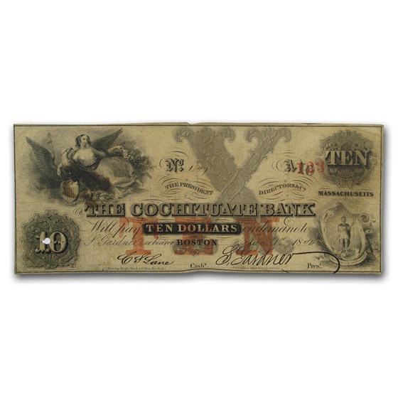 1850 $10 The Cochituate Bank of Boston, MA MA-130 VF 1850 $10 The Cochituate Bank of Boston, MA MA-130 VF