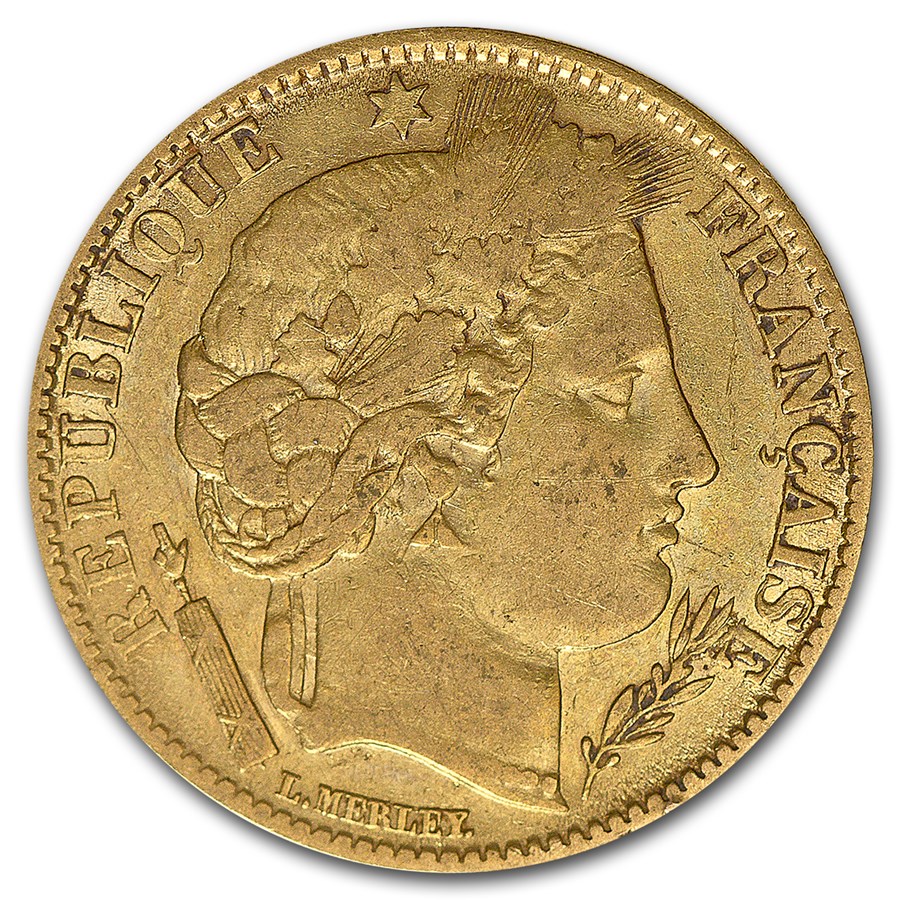 1850-1851 France Gold 10 Francs Ceres Head Avg Circ