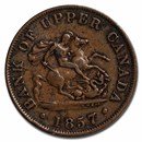 1850-1857 Upper Canada Half Penny Bank Token Avg Circ