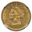 1850 $2.50 Liberty Gold Quarter Eagle MS-61 NGC