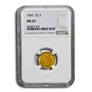 1850 $2.50 Liberty Gold Quarter Eagle MS-62 NGC