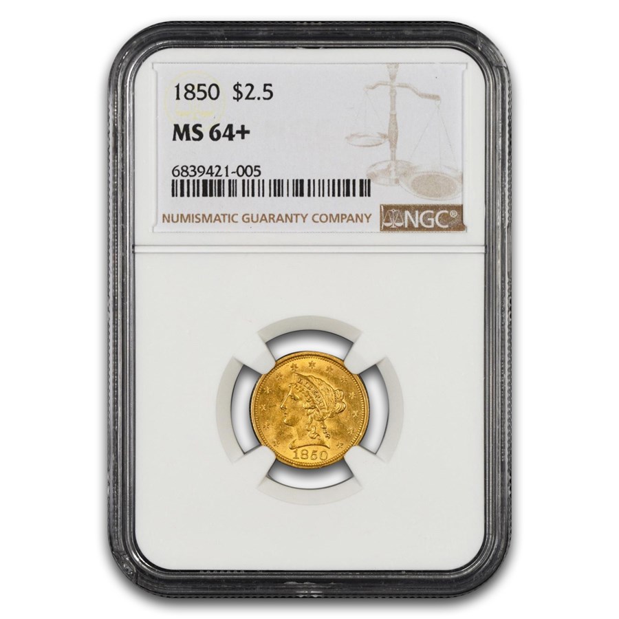 1850 $2.50 Liberty Gold Quarter Eagle MS-64+ NGC