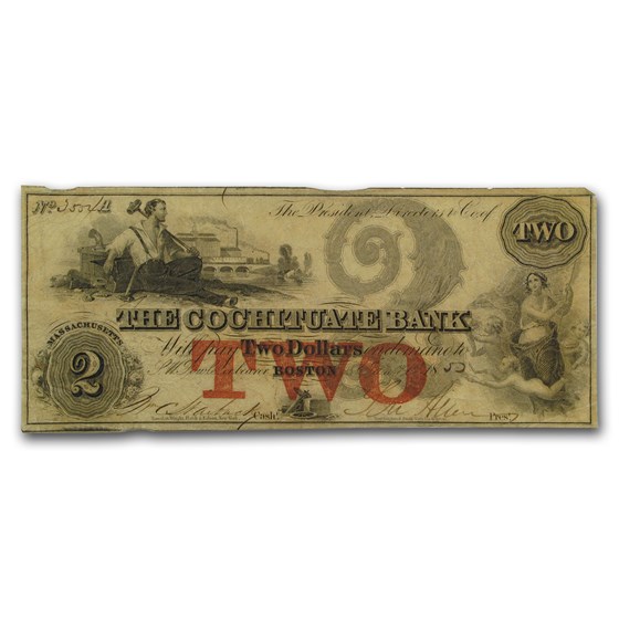 1850 $2 The Cochituate Bank of Boston, MA MA-130 VF 1850 $2 The Cochituate Bank of Boston, MA MA-130 VF