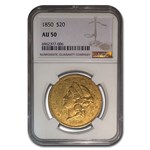 1850 $20 Liberty Gold Double Eagle AU-50 NGC