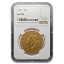 1850 $20 Liberty Gold Double Eagle AU-50 NGC