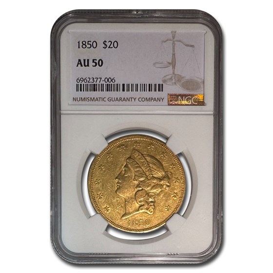1850 $20 Liberty Gold Double Eagle AU-50 NGC 1850 $20 Liberty Gold Double Eagle AU-50 NGC