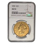 1850 $20 Liberty Gold Double Eagle AU-53 NGC