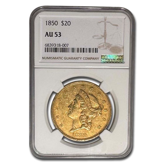 1850 $20 Liberty Gold Double Eagle AU-53 NGC 1850 $20 Liberty Gold Double Eagle AU-53 NGC