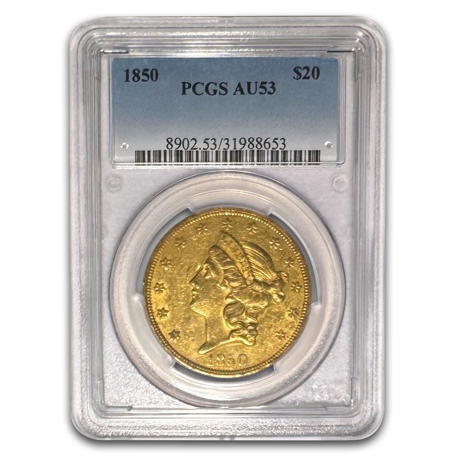 1850 $20 Liberty Gold Double Eagle AU-53 PCGS