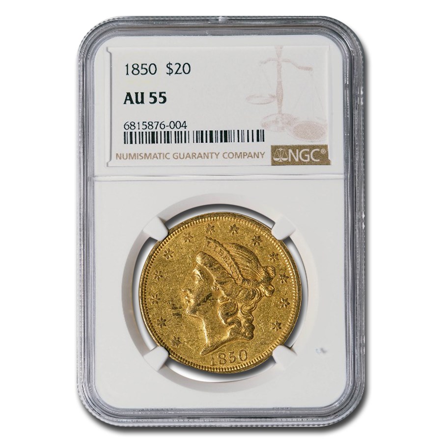 1850 $20 Liberty Gold Double Eagle AU-55 NGC