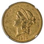 1850 $20 Liberty Gold Double Eagle AU-55 NGC