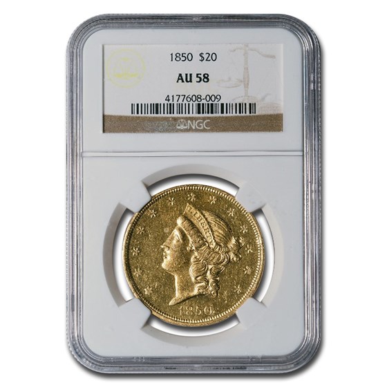 1850 $20 Liberty Gold Double Eagle AU-58 NGC 1850 $20 Liberty Gold Double Eagle AU-58 NGC