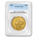 1850 $20 Liberty Gold Double Eagle VF-35 PCGS