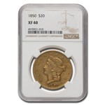 1850 $20 Liberty Gold Double Eagle XF-40 NGC