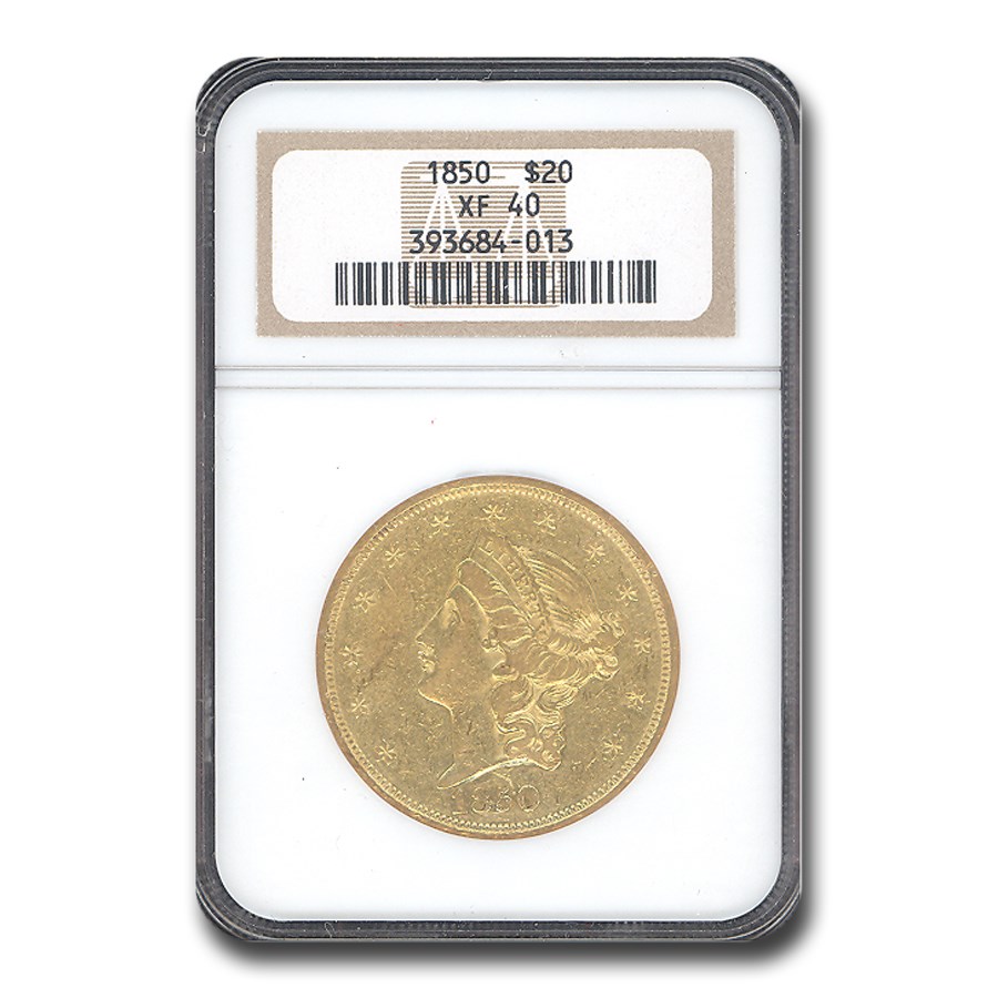 1850 $20 Liberty Gold Double Eagle XF-40 NGC