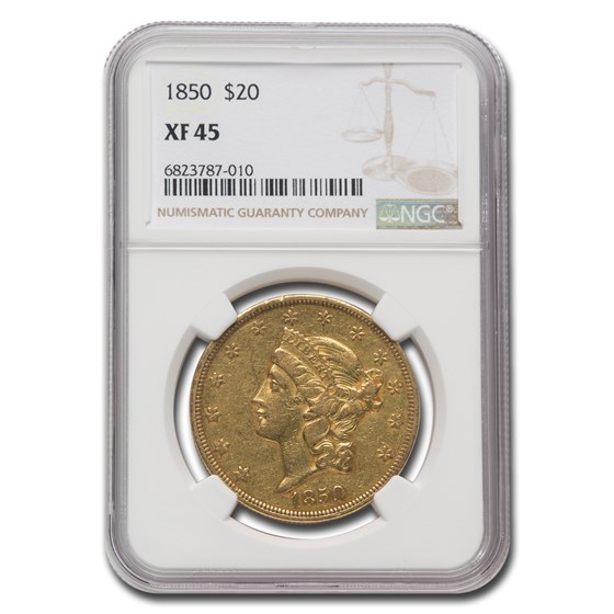 1850 $20 Liberty Gold Double Eagle XF-45 NGC 1850 $20 Liberty Gold Double Eagle XF-45 NGC