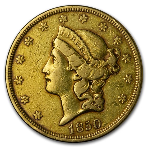 1850 $20 Liberty Gold Double Eagle XF Details (Cleaned) 1850 $20 Liberty Gold Double Eagle XF Details (Cleaned)