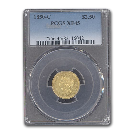 1850-C $2.50 Liberty Gold Quarter Eagle XF-45 PCGS 1850-C $2.50 Liberty Gold Quarter Eagle XF-45 PCGS