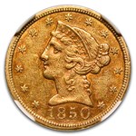 1850-C $5 Liberty Gold Half Eagle AU-55 NGC (Weak C)