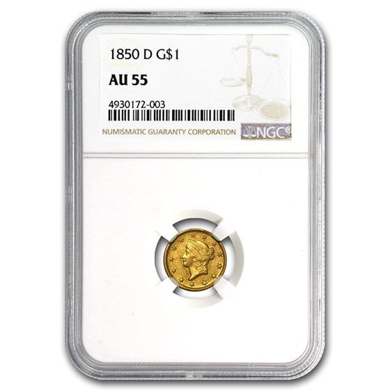1850-D $1 Liberty Head Gold AU-55 NGC 1850-D $1 Liberty Head Gold AU-55 NGC