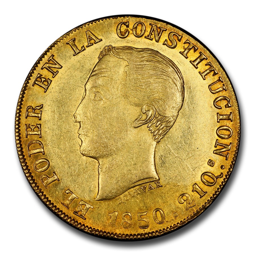 1850 Ecuador Gold 8 Escudos AU-53 PCGS