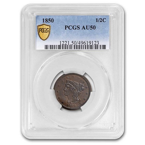 1850 Half Cent AU-50 PCGS 1850 Half Cent AU-50 PCGS