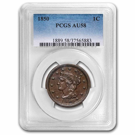 1850 Large Cent AU-58 PCGS 1850 Large Cent AU-58 PCGS