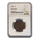1850 Large Cent MS-63 NGC (Brown)