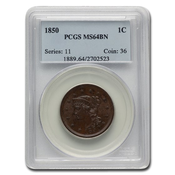 1850 Large Cent MS-64 PCGS (Brown) 1850 Large Cent MS-64 PCGS (Brown)