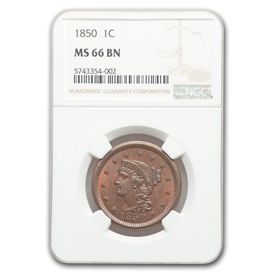 1850 Large Cent MS-66 NGC (Brown)