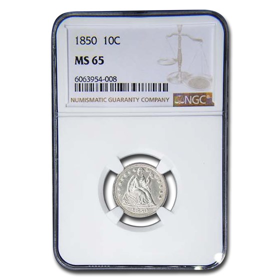 1850 Liberty Seated Dime MS-65 NGC 1850 Liberty Seated Dime MS-65 NGC