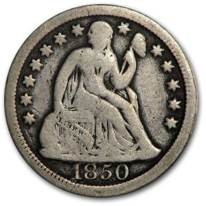 1850 Liberty Seated Dime VG