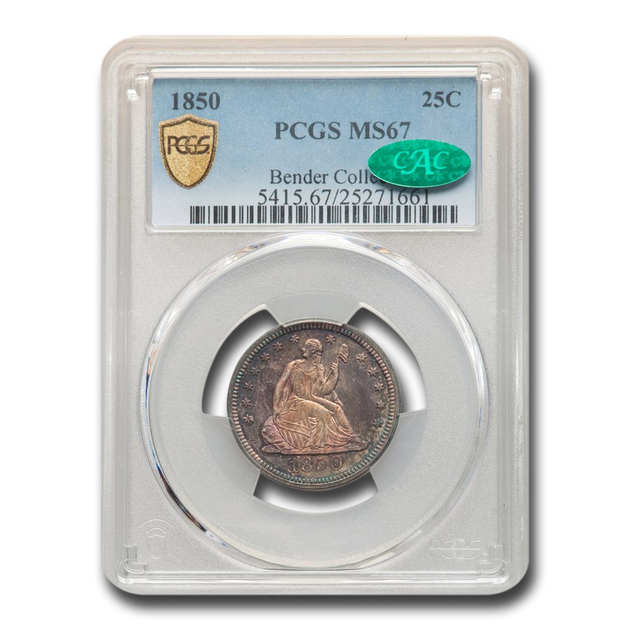 1850 Liberty Seated Quarter MS-67 PCGS CAC