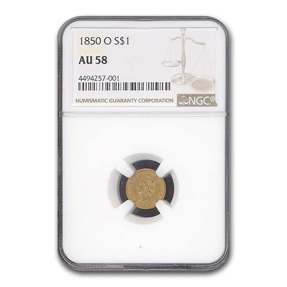 1850-O $1 Liberty Head Gold AU-58 NGC 1850-O $1 Liberty Head Gold AU-58 NGC
