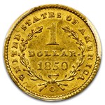 1850-O $1 Liberty Head Gold AU-58 PCGS CAC
