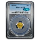 1850-O $1 Liberty Head Gold AU-58 PCGS CAC