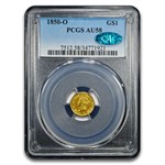 1850-O $1 Liberty Head Gold AU-58 PCGS CAC