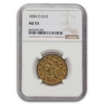 1850-O $10 Liberty Gold Eagle AU-53 NGC