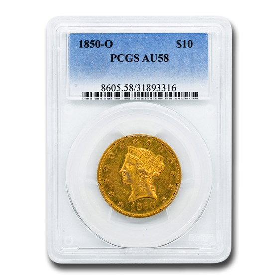 1850-O $10 Liberty Gold Eagle AU-58 PCGS 1850-O $10 Liberty Gold Eagle AU-58 PCGS