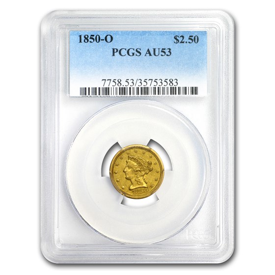 1850-O $2.50 Liberty Gold Quarter Eagle AU-53 PCGS 1850-O $2.50 Liberty Gold Quarter Eagle AU-53 PCGS