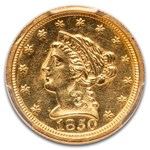 1850-O $2.50 Liberty Gold Quarter Eagle MS-62 PCGS