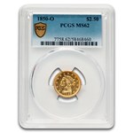 1850-O $2.50 Liberty Gold Quarter Eagle MS-62 PCGS