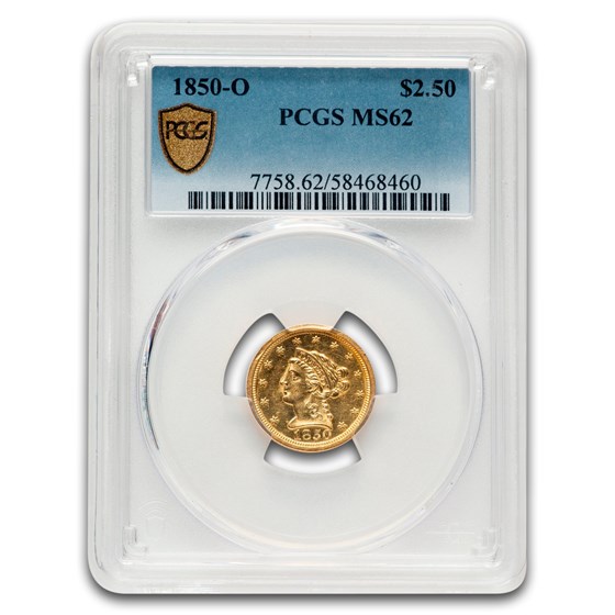 1850-O $2.50 Liberty Gold Quarter Eagle MS-62 PCGS