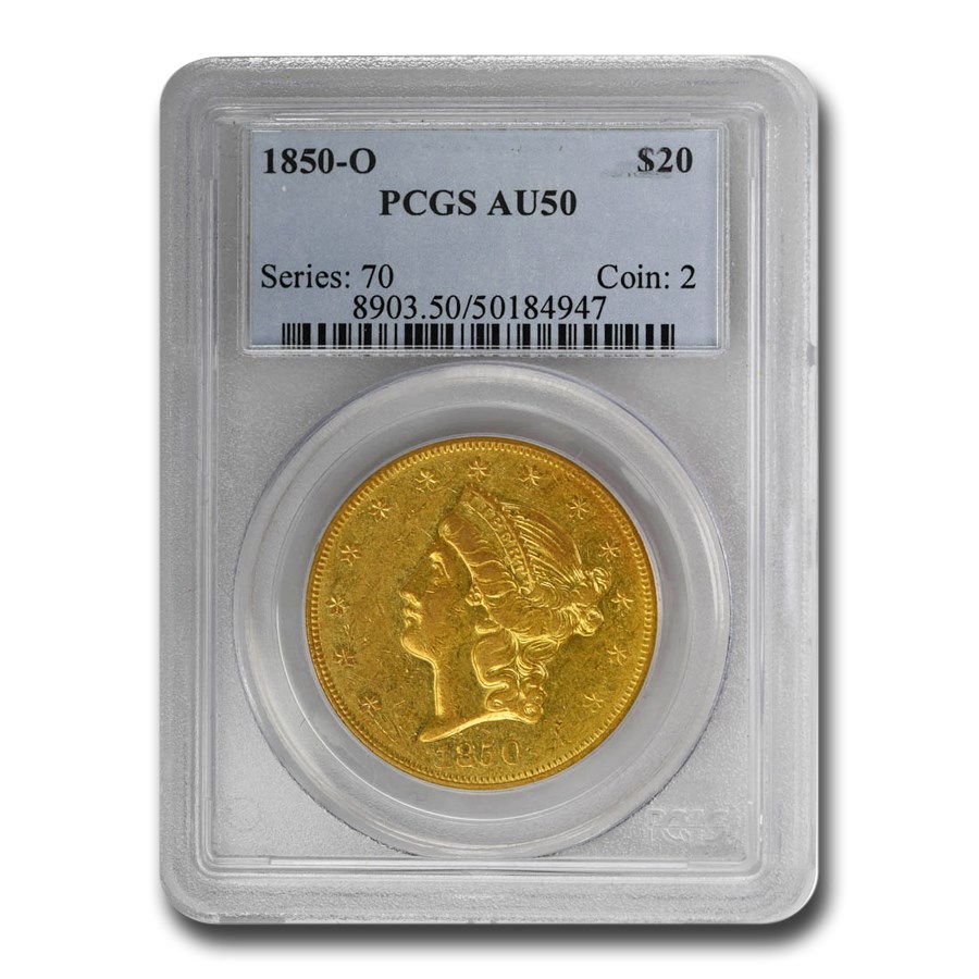 1850-O $20 Liberty Gold Double Eagle AU-50 PCGS