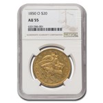 1850-O $20 Liberty Gold Double Eagle AU-55 NGC
