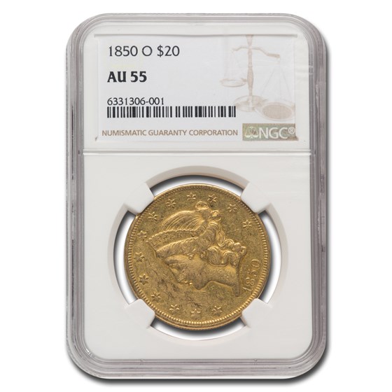 1850-O $20 Liberty Gold Double Eagle AU-55 NGC 1850-O $20 Liberty Gold Double Eagle AU-55 NGC